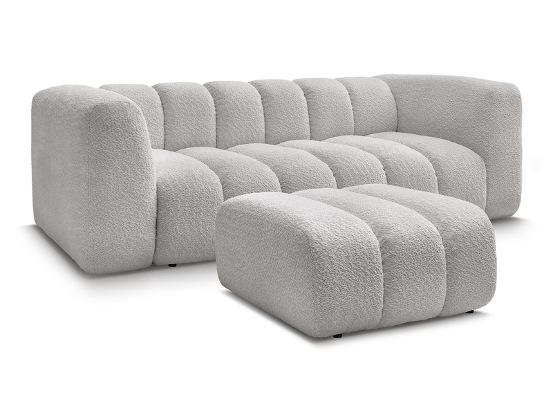  Bobochic canapé droit fixe 3 places talia tissu bouclette avec pouf gris clair TALIA - Conforama A