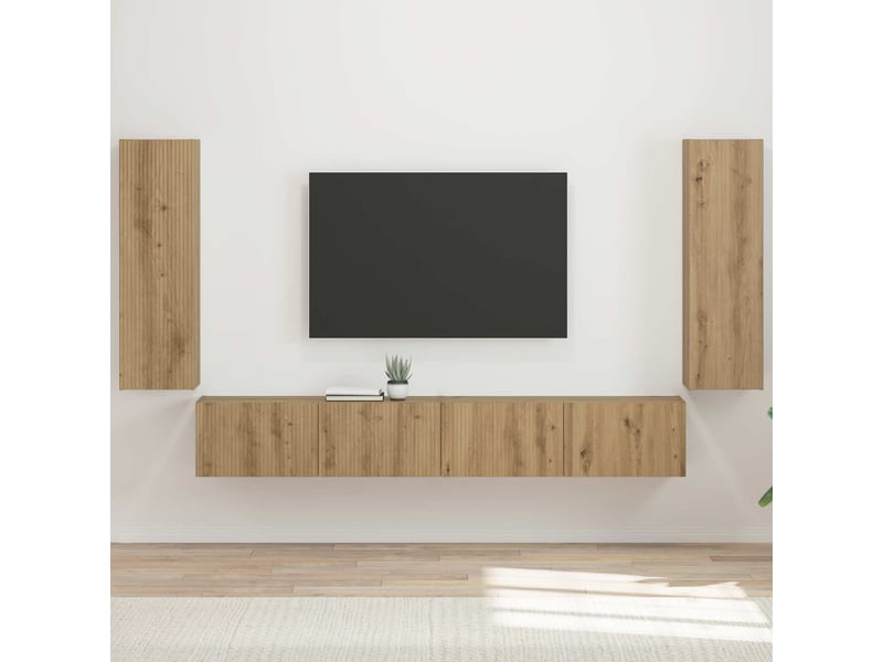  Ensemble de meuble tv mural 4 pcs chêne artisanal  - Conforama B