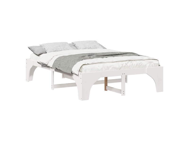  Lit double- lit adulte -  cadre de lit blanc 150 x 200 cm pin massif  - Conforama A