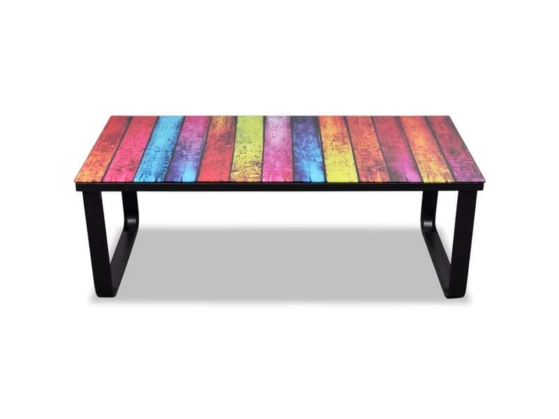  Table basse | table d'appoint salon avec impression d'arc-en-ciel dessus en verre  - Conforama B
