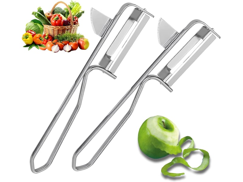 Éplucheur universel, 2 pcs eplucheur légumes, lame en acier inoxydable, éplucheur à pommes de terre dentelé pour carottes, aubergines, argent - Conforama A