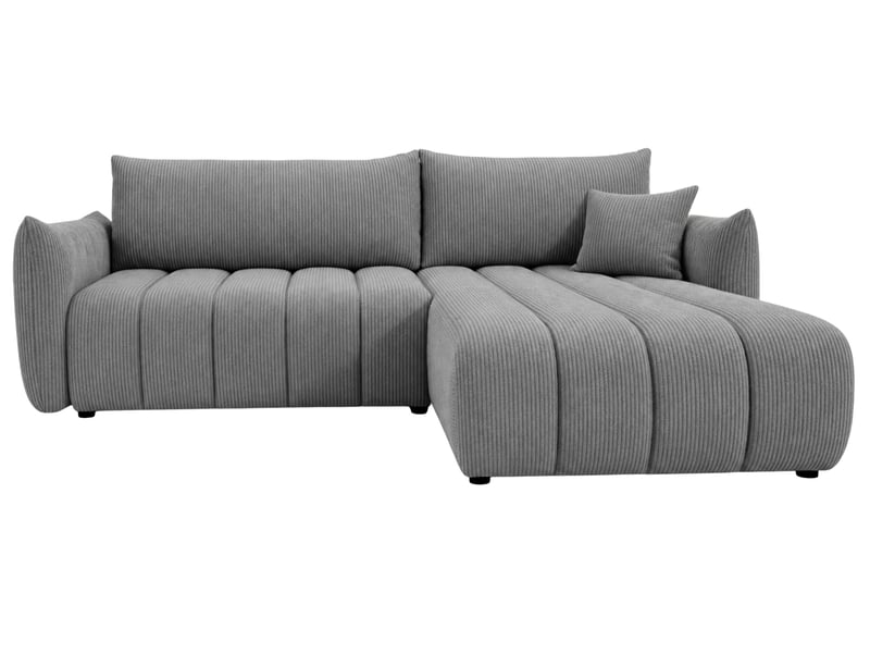  Moorea - canapé d'angle convertible petit velours côtelé 4 places gris foncé  - Conforama A