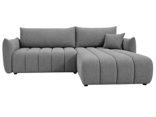 Canapé d'angle réversible convertible CASANOVA 4 places Velours côtelé gris avec coffre de rangement