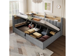 Lit banquette 140x200 cm <strong>SAPGAKS</strong>  <strong></strong> coloris gris