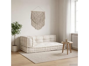 Coussin de canapé sur palette, coussin de chaise 3 pc tissu crème 120 x 80 x 34 cm cf54208
