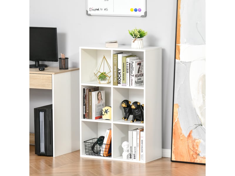  Bibliothèque moderne en bois à 6 cubes, 65,5 x 30 x 97,5 cm, blanche  - Conforama C