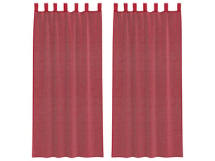 Lot de 2 rideaux en voile, voilages avec boucles rouge bordeaux 140x245 cm cf44320