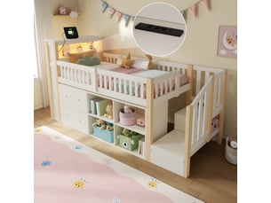 Lit surélevé 90x200 cm <strong>OKMYHOME</strong> <strong></strong> coloris bicolore