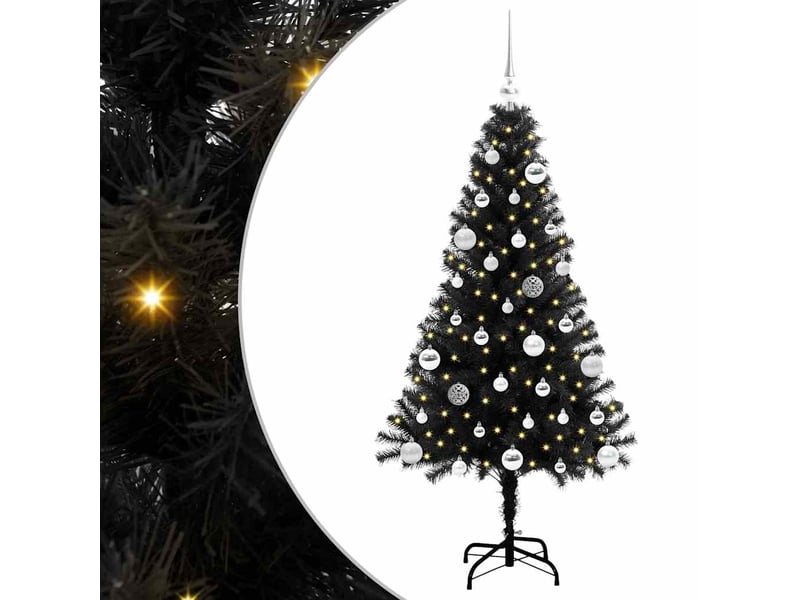  Sapin de noël, arbre de noël noir 150 cm pvc shl708  - Conforama A