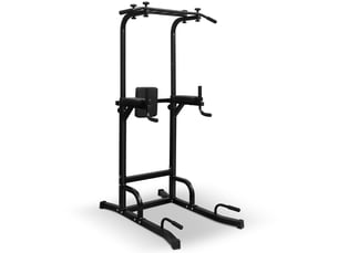 Tour de musculation multifonction réglable noire en fer, tractions, dips et exercices au poids du corps