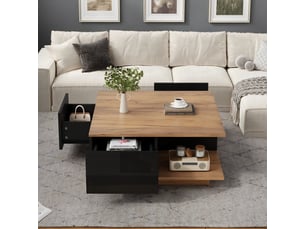 Table basse carré(e) coloris bicolore <strong></strong> <strong></strong> - 70 cmx70 cm