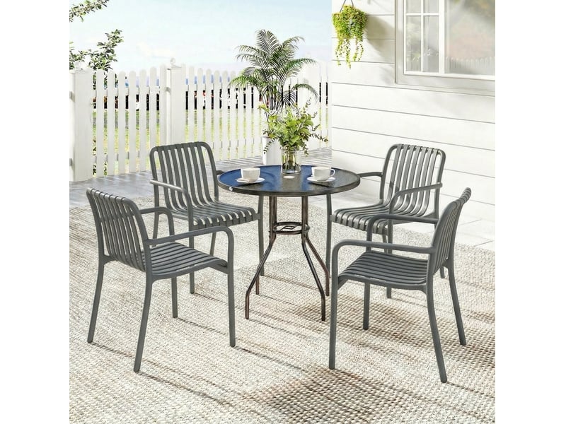 Lot de 4 fauteuils de jardin empilables 55 x 58,5 x 81,5 cm – gris foncé – confort terrasse - Conforama B