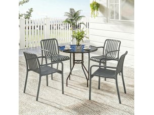 Lot de 4 fauteuils de jardin empilables 55 x 58,5 x 81,5 cm – gris foncé – confort terrasse