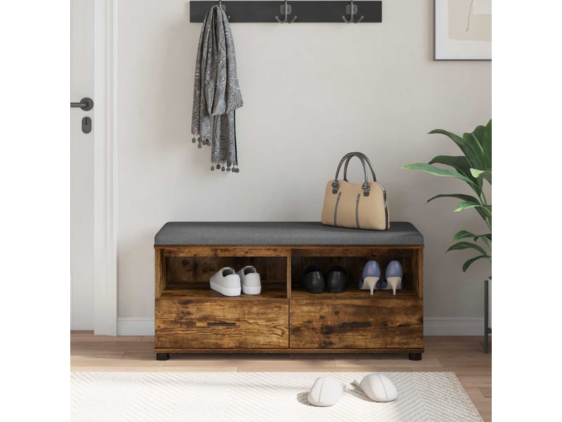  Banc d'entrée, banc interieur chêne fumé 100x38x46 cm  - Conforama D