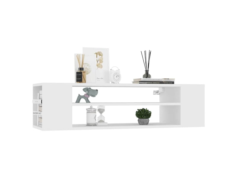  Meuble tv - banc tv - meuble de rangement suspendu blanc 100x30x26,5 cm bois d’ingénierie  - Conforama C
