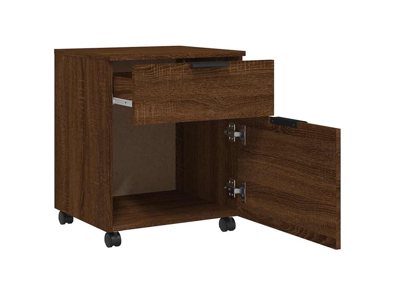  Caisson de bureau, classeur mobile avec roues chêne marron 45x38x54 cm bois  - Conforama D