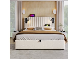 Sommier coffre 160x200 cm <strong>FLORAGRACE</strong> <strong></strong>  vendu avec cadre lattes et matelas