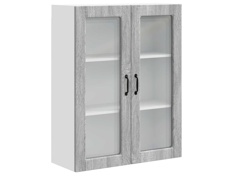  Meuble mural de cuisine, cabinet en verre mural gris sonoma 80x31x100cm  - Conforama A