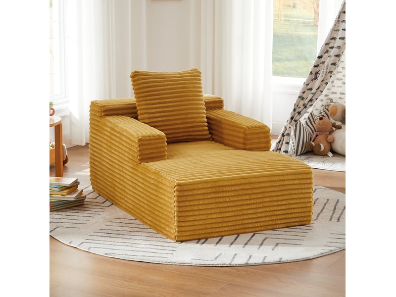  Méridienne moderne 81x117x50 cm convertible jaune, design moderne, usage pratique, rangement pratique  - Conforama C