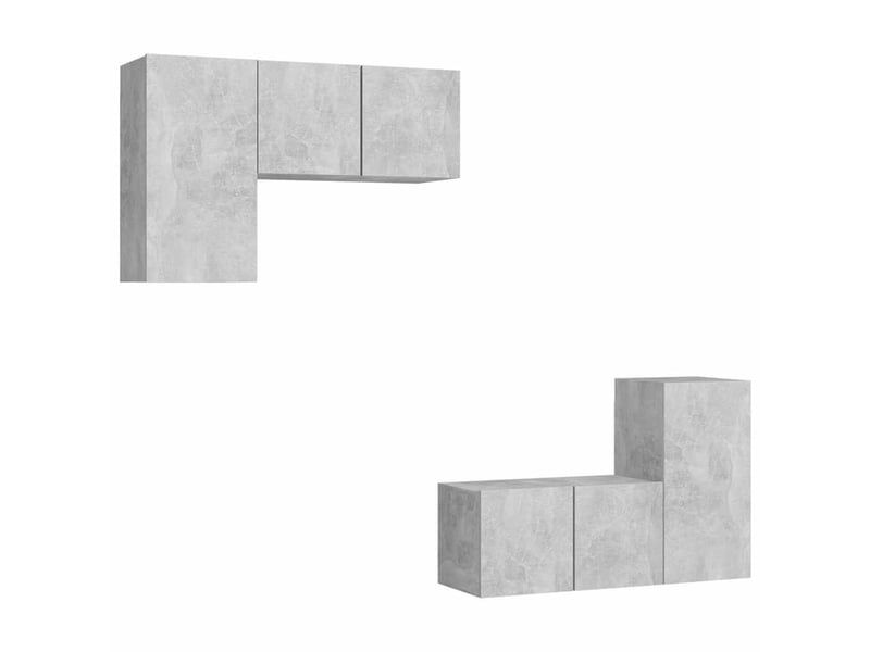  Ensemble de meubles tv 4 pcs gris béton bois d'ingénierie shl15440  - Conforama A