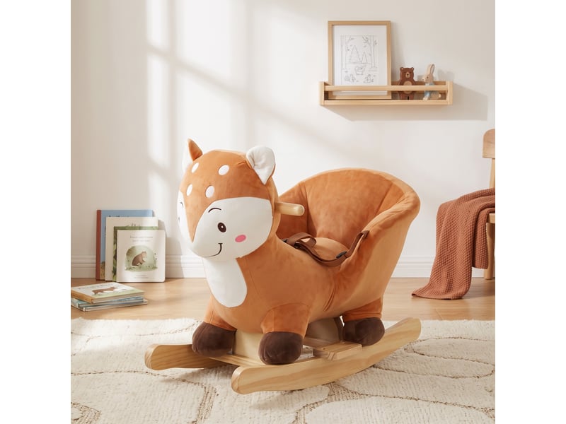  Bascule bébé cerf du japon effets sonores siège ceinture marron  - Conforama B
