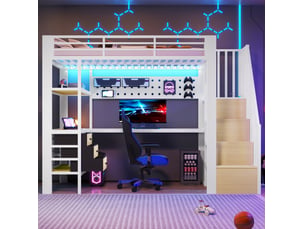 Lit mezzanine 90x200 cm <strong>MODENUIT </strong>  <strong></strong> coloris blanc