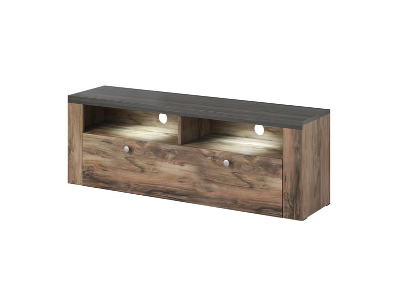 Ensemble de 5 meubles de salon collection santiago. Coloris noyer et noir effet bois.  - Conforama D