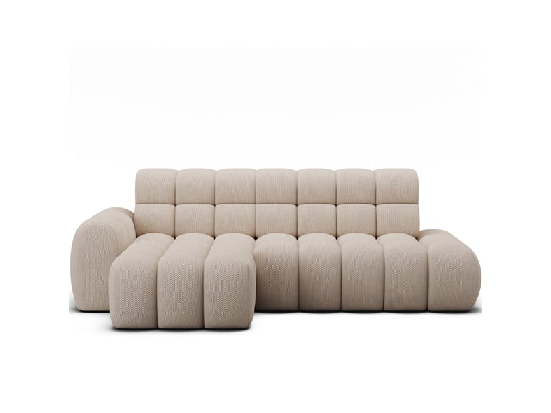 Canapé d'angle convertible bulla 3 places beige angle gauche – tissu nid d'abeille avec extension d'assise électrique - Conforama A