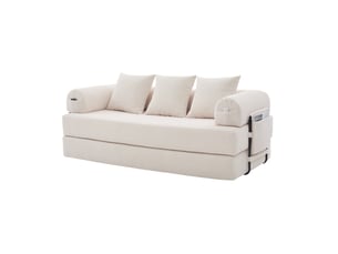 Canapé droit compressé convertible <strong>HAVRYA</strong> <strong></strong> 3 places Velours côtelé beige