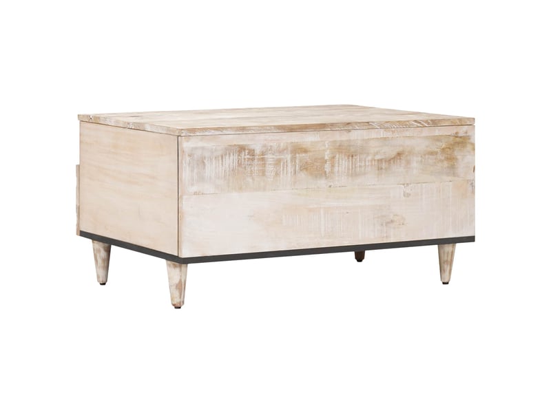 Table basse - table de salon - table à thé blanc 80 x 54 x 40 cm bois de mangue massif - Conforama E
