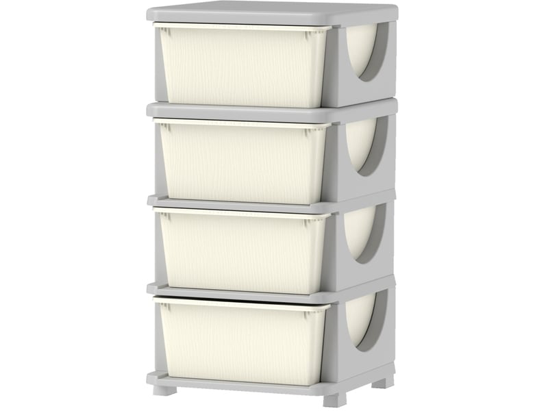 Commode de rangement enfant 37x37x76 cm – blanc – 4 tiroirs amovibles en plastique pour chambre et salle de jeux - Conforama A