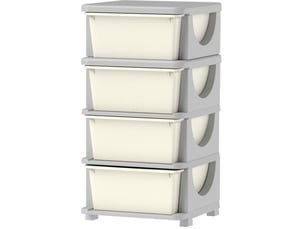 Commode de rangement enfant 37x37x76 cm – blanc – 4 tiroirs amovibles en plastique pour chambre et salle de jeux