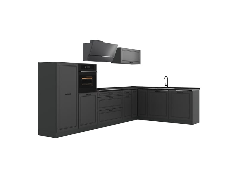 Vicco cuisine en angle, anthracite campagneanthracite, 347 x cm plan de travail anthracite - Conforama A