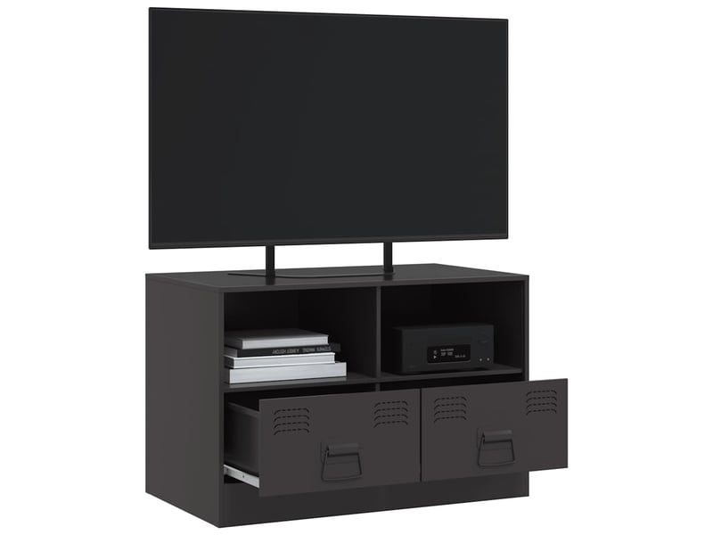  Meuble tv - banc tv - meuble de rangement noir 67x39x44 cm acier  - Conforama E