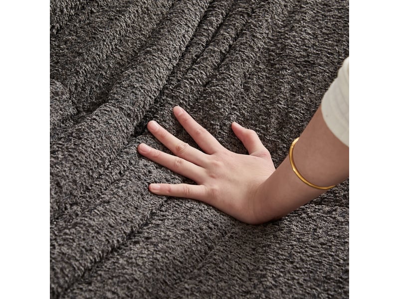  Canapé droit en velours chenille, rembourrage mousse, modèle chenille sans accoudoirs, 83 x 99 x 127 cm, gris  - Conforama E