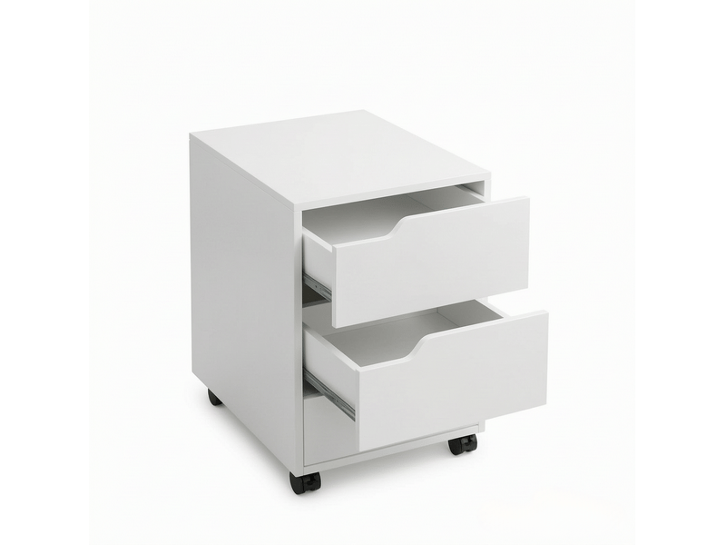  Caisson mobile 3 tiroirs 40x50x57,5 cm blanc mdf et métal, rangement de documents sur roulettes  - Conforama A