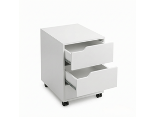 Caisson mobile 3 tiroirs 40x50x57,5 cm blanc mdf et métal, rangement de documents sur roulettes