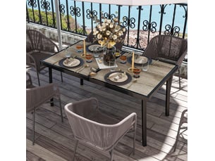 Table de jardin 145x85 cm rectangulaire 6 places aspect bois métal gris