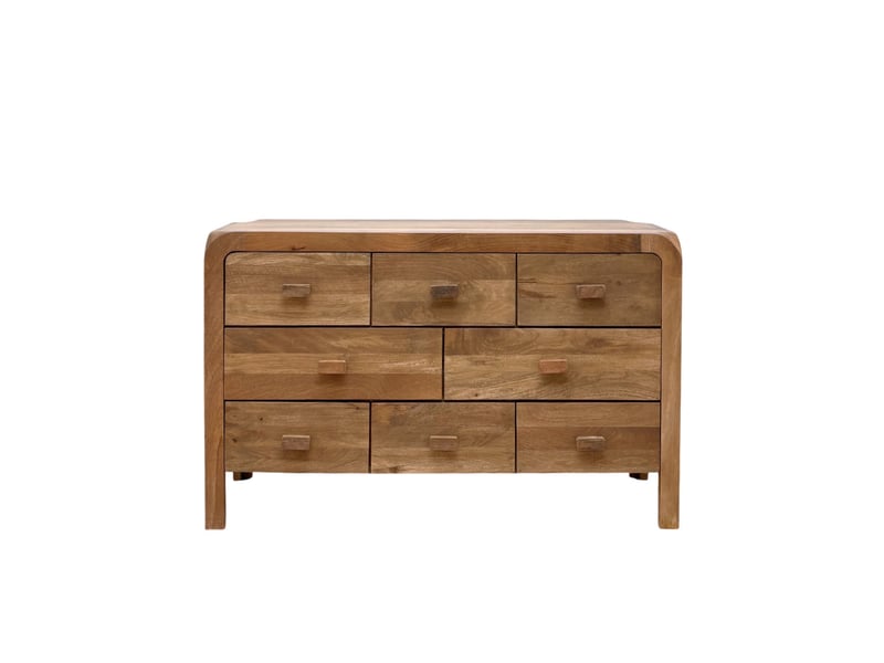  Buffet à 8 tiroirs en bois de manguer masif naturel avec pieds en bois  - Conforama A