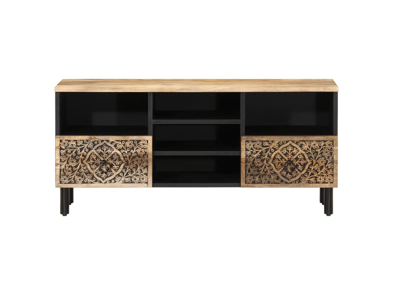  Meuble tv - banc tv - meuble de rangement 100x33x46 cm bois massif de manguier  - Conforama E