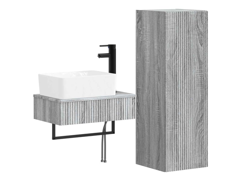 Ensemble de mobilier de salle de bain 2 pcs sonoma gris shl9577 - Conforama A