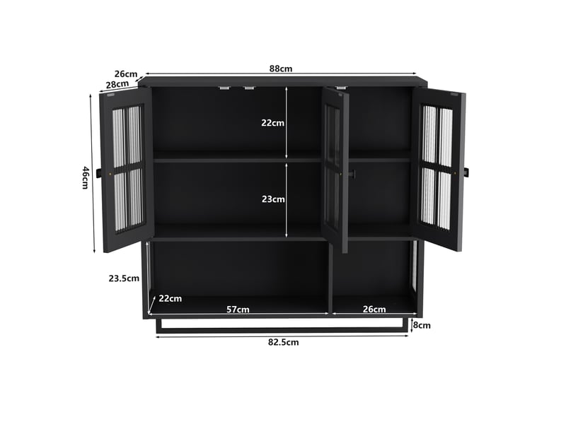  Meuble mural salle de bain 88x26x82,5 cm, rangement moderne gain de place, meuble suspendu design, en mdf, noir  - Conforama C
