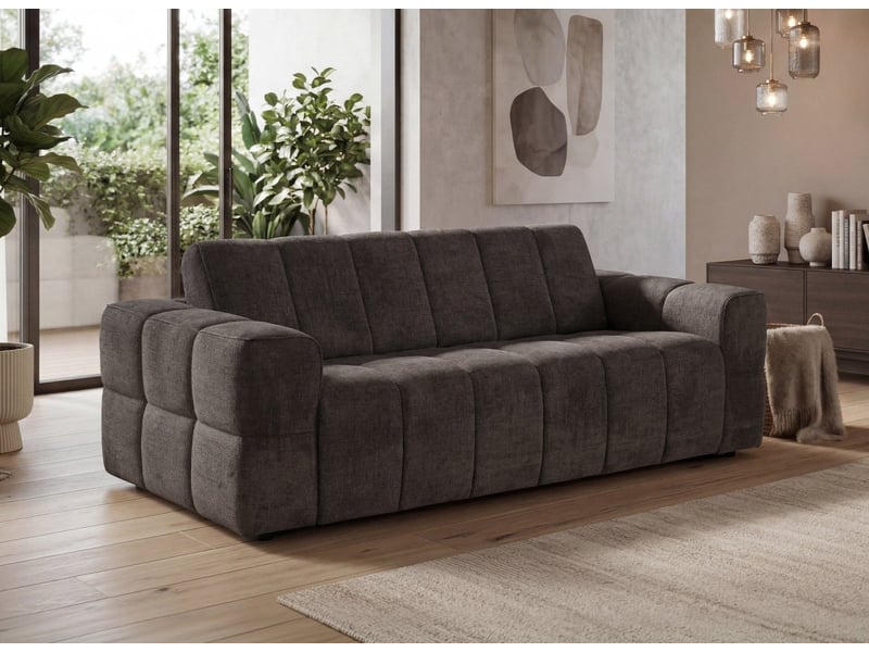 Canapé convertible express 3 places en velours texturé marron basile KF9067D-3-MARR - Conforama B