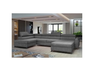 Canapé panoramique gris foncé 5 places angle gauche méridienne 190cm clotis