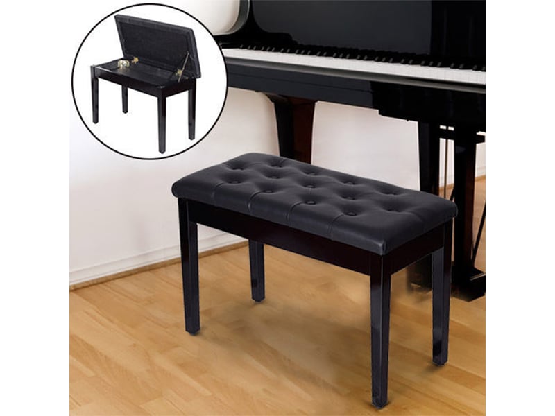  Tabouret de piano avec espace de rangement sous l'assise en cuir synthétique 76x36x50 cm noir  - Conforama B