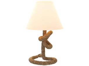 Lampe de table led avec pied en métal, corde en lin et abat-jour en tissu, puissance max. 40 w, ø 28 x 45,5 cm, marron et beige