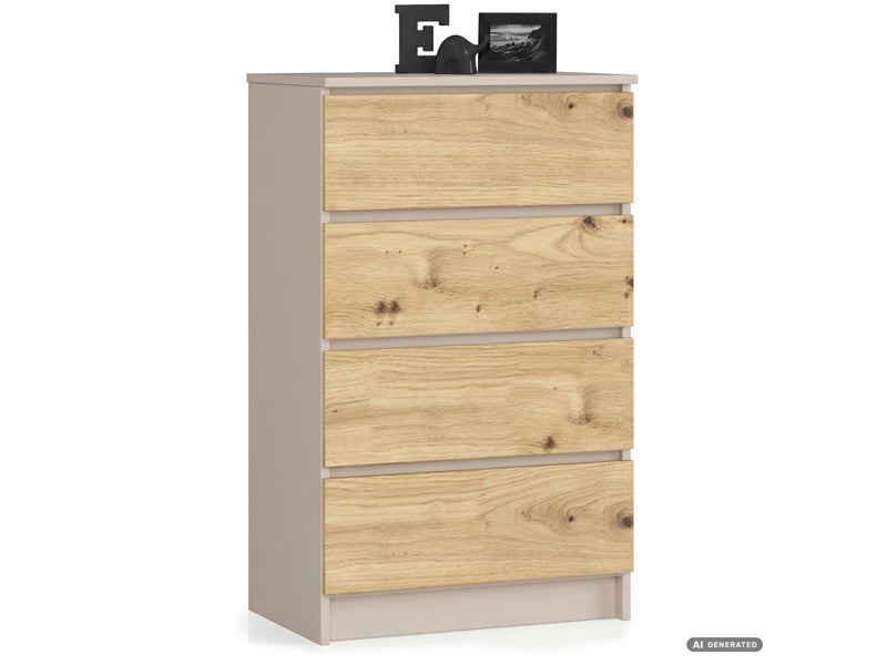  Commode k60 cachemire 60 cm 4 tiroirs couleur chêne artisan mat 60x40x99 cm Commode K60 - Conforama A