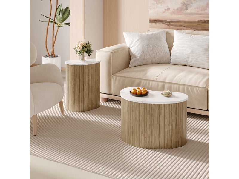  Table basse minimaliste moderne, aspect marbre, aspect bois, table d'appoint de style scandinave, table de salon multifonctionnelle.  - Conforama D