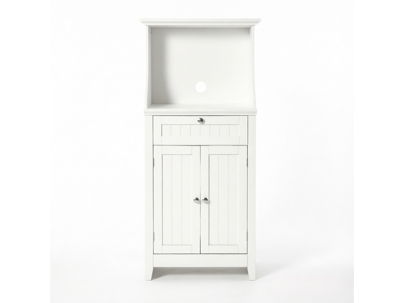  Meuble micro-ondes 60 x 40 x 122,5 cm blanc en mdf, avec porte, tiroir et rangement cuisine  - Conforama A