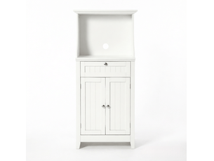 Meuble micro-ondes 60 x 40 x 122,5 cm blanc en mdf, avec porte, tiroir et rangement cuisine